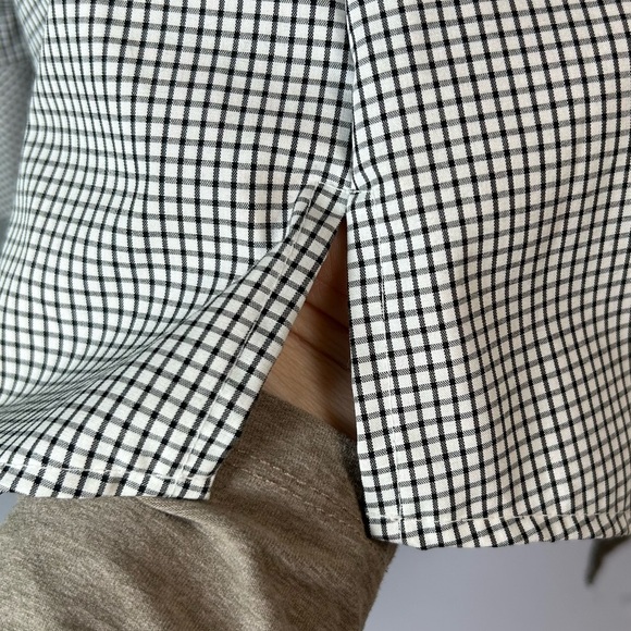 Foxcroft Black/White Gingham Ruffle 3/4 Sleeve Button Down Women’s Shirt Size 16 - Picture 6 of 14